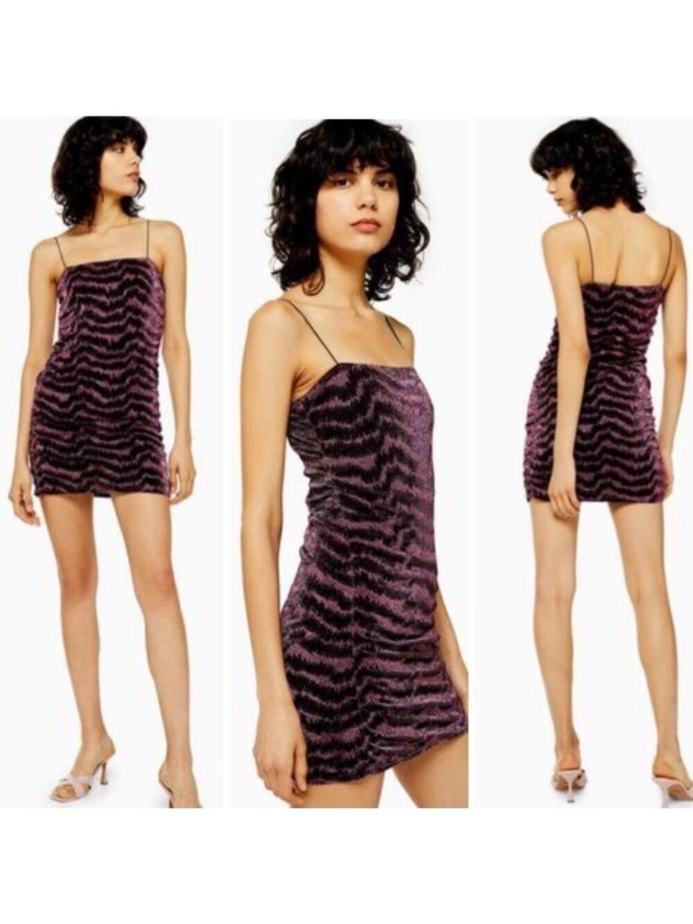 TOP Shop Retro Glitter Pink Sparkle Slip Mini Dress